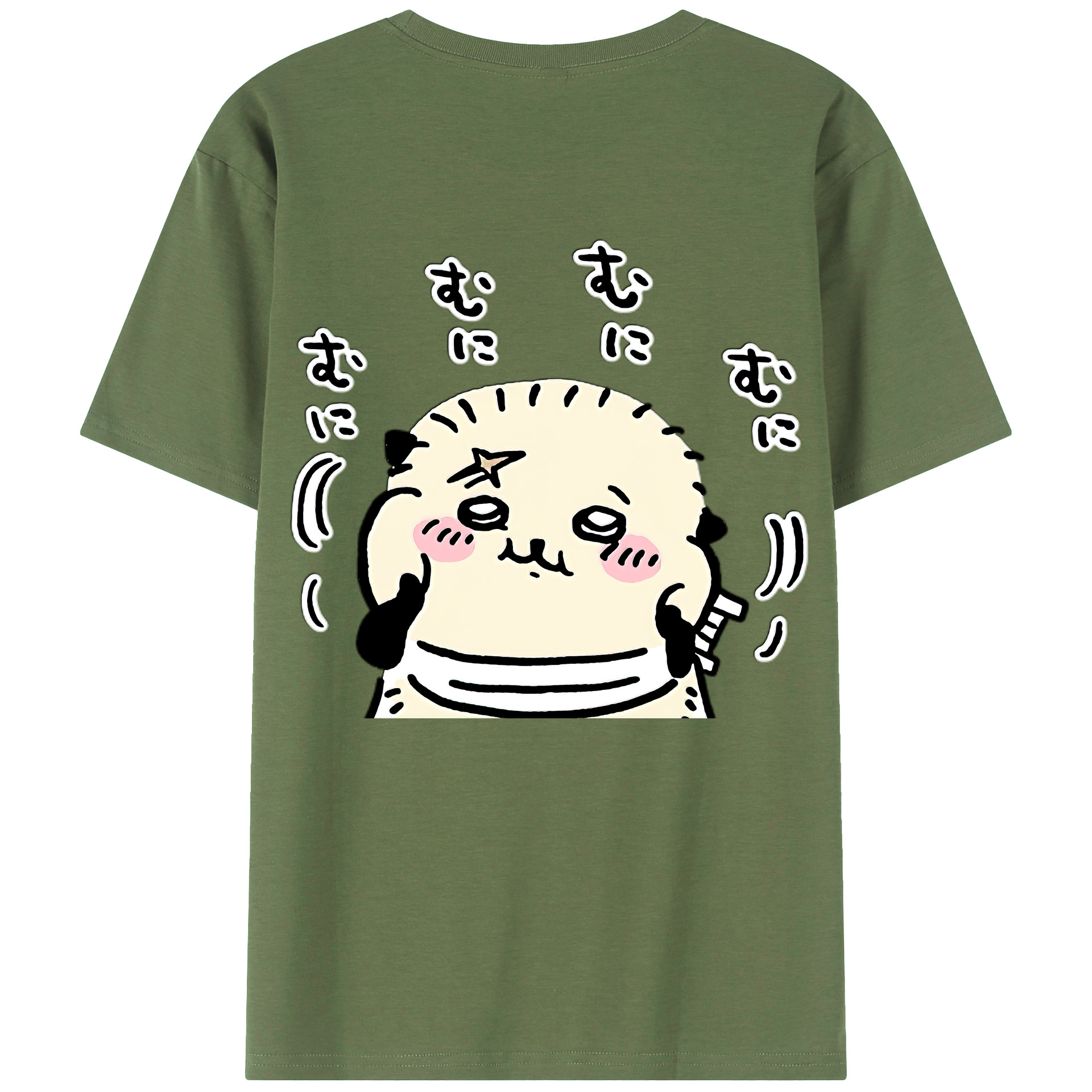 （画像用） ちいかわ ラッコ Chii-kawa Sea otter 綿100％ メンズ半袖Tシャツ（バックプリント） 通気性